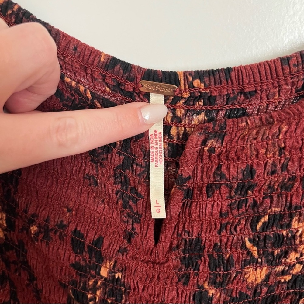 Free People Jaymes Burgundy Floral Long Sleeve Dress - Picture 4 of 4